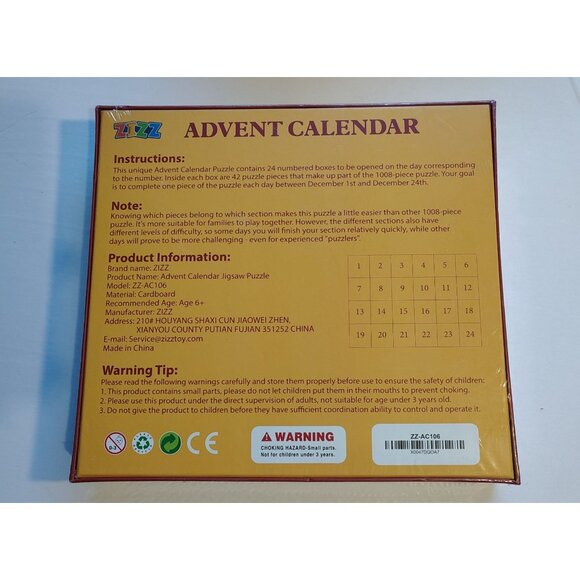 The Jigsaw Puzzle Advent Calendar 1008 Pieces Christmas Town Scene - Picture 2 of 2